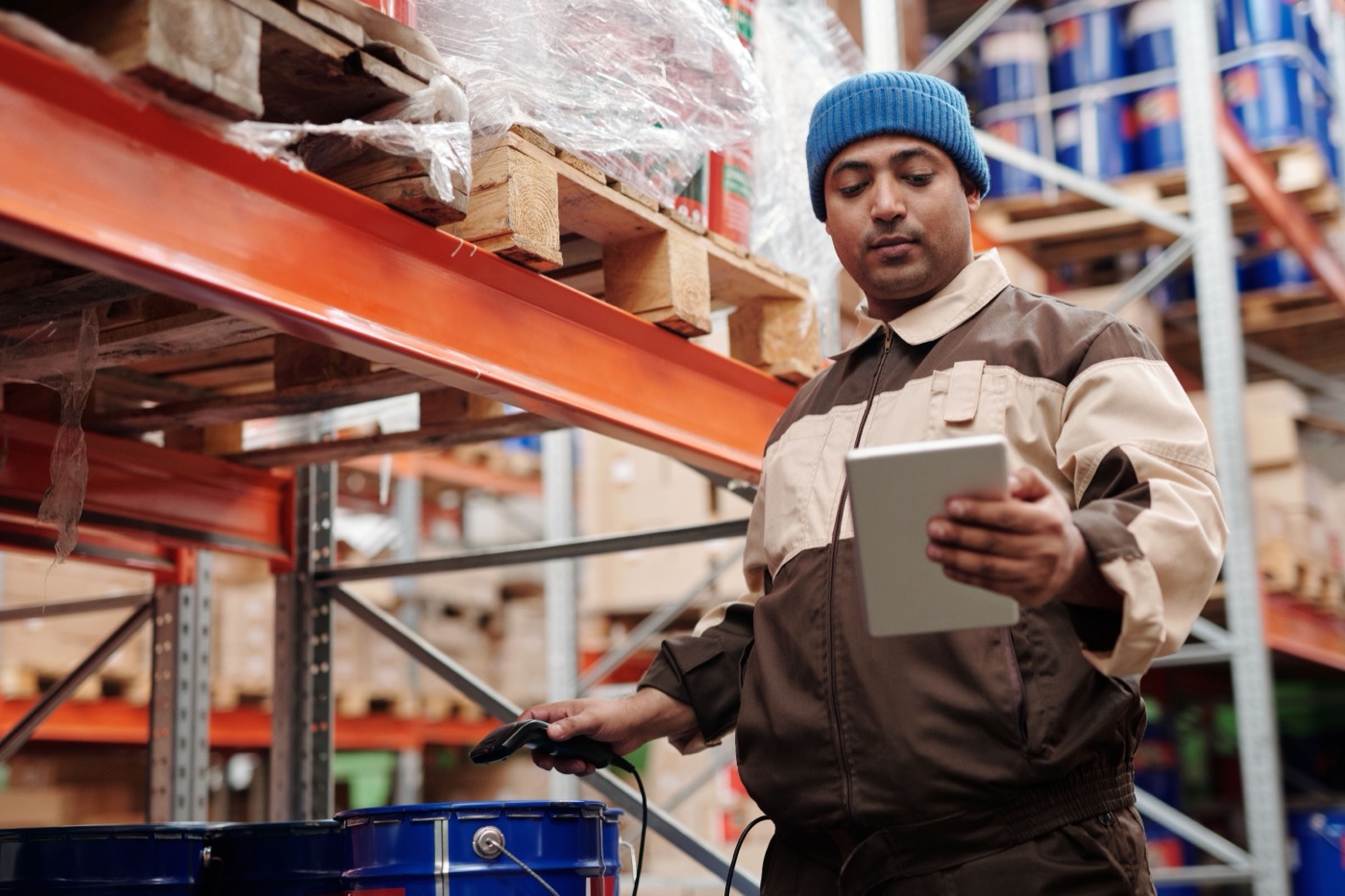 An operations manager checking live stock levels in a purpose-built system